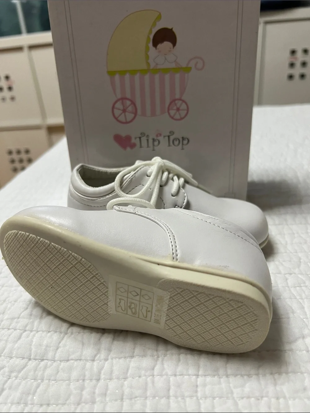 NIB Tip Top Kids Baby Boy White Matte Dress Shoes Size 5